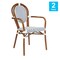 Flash Furniture Lourdes Thonet French Bistro Stacking Chair w/Arms, White/Navy PE Rattan/Bamboo Alum Frame, 2PK 2-SDA-AD642002A-WHNVY-NAT-GG - alternate 8